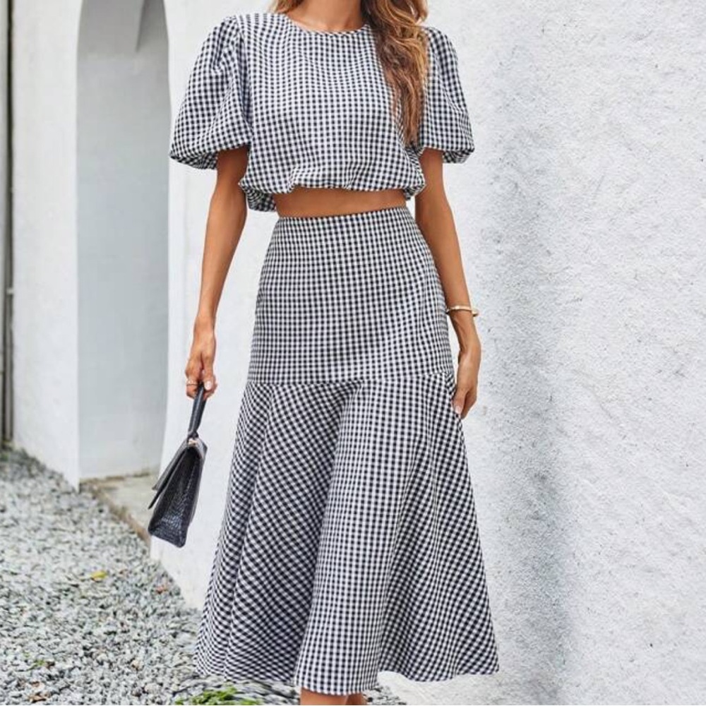 Gingham Skirt & Top Set